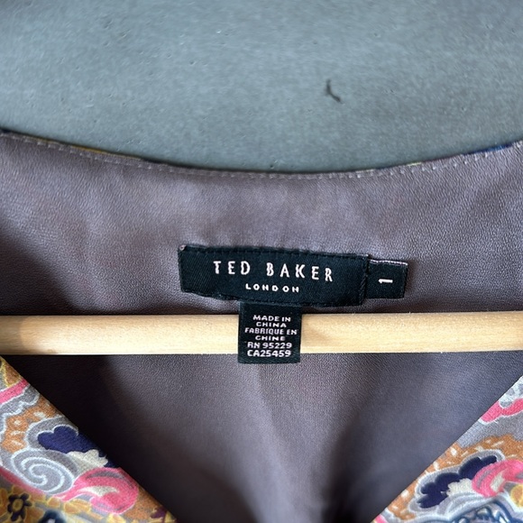 Grey, gold, pink & blue Silk Ted Baker Tunic Top - Picture 5 of 7